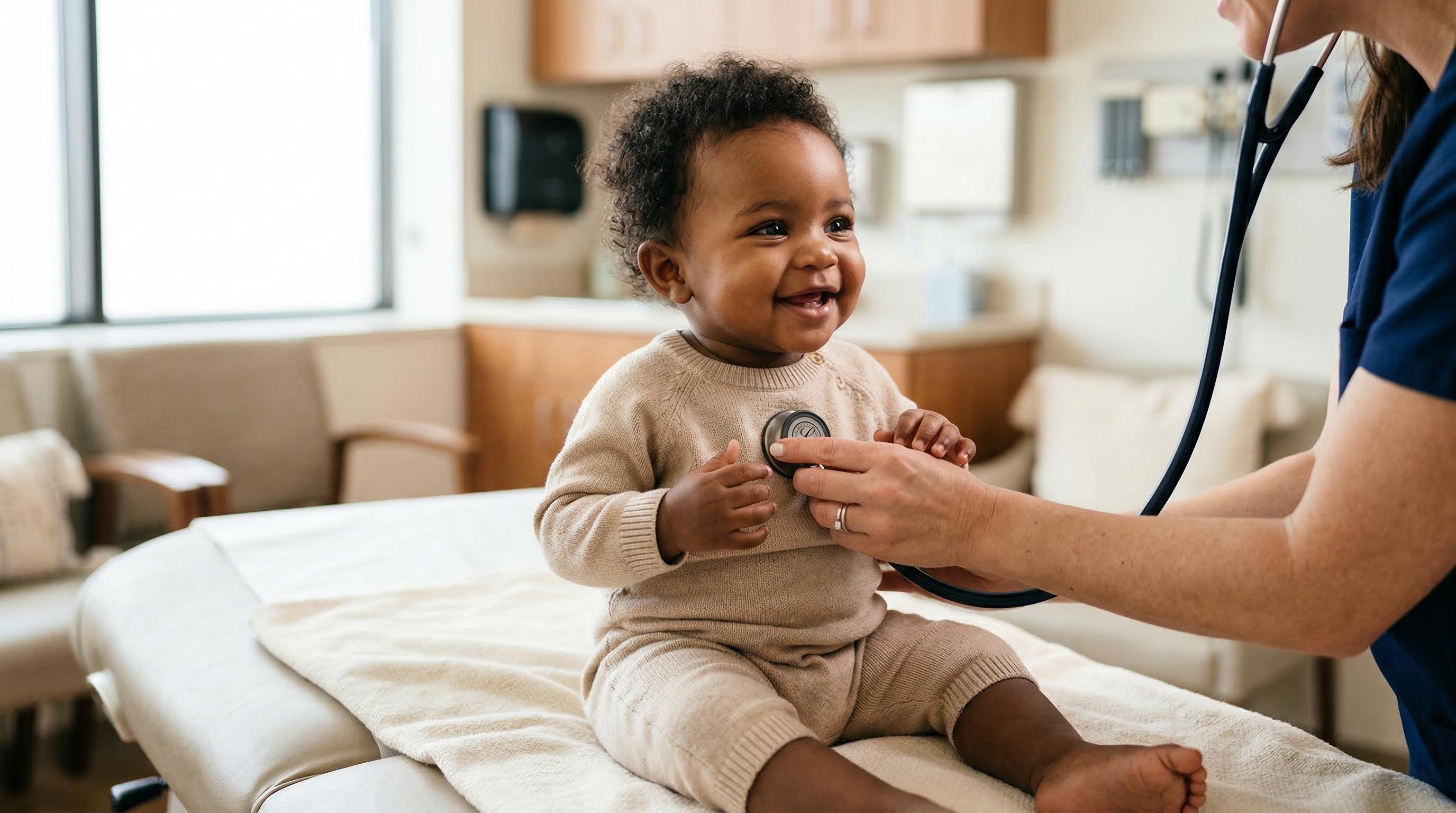 A young child receiving a gentle checkup at Valleyview Medical Centre.